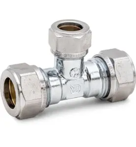 T-KOPPLING FÖRMINSKAD 15X12X15 MM 3 X KLÄMRING FÖRKROMAD DZR MÄSSING ALTECH