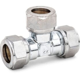 T-KOPPLING 15X15X15 MM 3 X KLÄMRING FÖRKROMAD DZR MÄSSING ALTECH