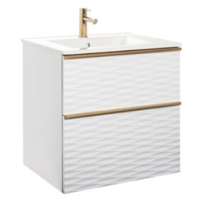 MÖBELPAKET ISELLA AQUA WAVE 60 VIT MATT, HANDTAG MÄSSING, TVÄTTSTÄLL PORSLIN ALTERNA