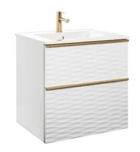 MÖBELPAKET ISELLA AQUA WAVE 60 VIT MATT, HANDTAG MÄSSING, TVÄTTSTÄLL PORSLIN ALTERNA