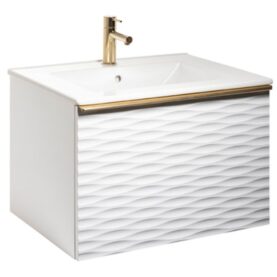 MÖBELPAKET ELLA AQUA WAVE 60 VIT MATT, HANDTAG MÄSSING, TVÄTTSTÄLL PORSLIN ALTERNA