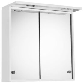 SPEGELSKÅP MED SKJUTDÖRRAR / BADRUMSSKÅP BASIC AQUA VIT HÖGBLANK LED2 ALTERNA