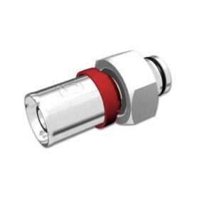 MUFF PRESSPEX PV 20 MM X G20 MUFF X INVÄNDIG LÖPMUTTER NICKEL/MÄSSING/RÖD RING LK