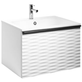 MÖBELPAKET ELLA AQUA WAVE 60 VIT MATT, HANDTAG SVART MATT, TVÄTTSTÄLL MINERALKOMPOSIT ALTERNA