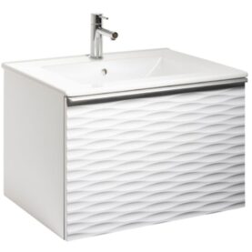 MÖBELPAKET ELLA AQUA WAVE 60 VIT MATT, HANDTAG ALUMINIUM, TVÄTTSTÄLL PORSLIN ALTERNA