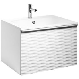 MÖBELPAKET ELLA AQUA WAVE 60 VIT MATT, HANDTAG ALUMINIUM, TVÄTTSTÄLL MINERALKOMPOSIT ALTERNA