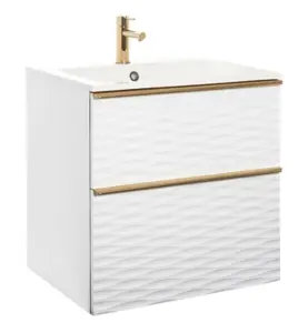 MÖBELPAKET ISELLA AQUA WAVE 60 VIT MATT, HANDTAG MÄSSING, TVÄTTSTÄLL MINERALKOMPOSIT ALTERNA