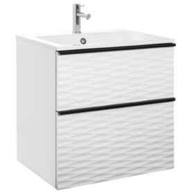 MÖBELPAKET ISELLA AQUA WAVE 60 VIT MATT, HANDTAG SVART MATT, TVÄTTSTÄLL MINERALKOMPOSIT ALTERNA