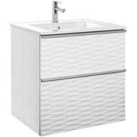 MÖBELPAKET ISELLA AQUA WAVE 60 VIT MATT, HANDTAG ALUMINIUM, TVÄTTSTÄLL PORSLIN ALTERNA