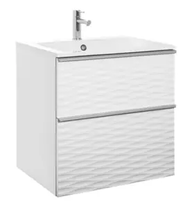 MÖBELPAKET ISELLA AQUA WAVE 60 VIT MATT, HANDTAG ALUMINIUM, TVÄTTSTÄLL MINERALKOMPOSIT ALTERNA