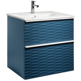 MÖBELPAKET ISELLA AQUA WAVE 60 PETROLEUMBLÅ MATT, HANDTAG VITT MATT, TVÄTTSTÄLL PORSLIN ALTERNA