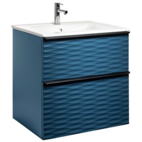 MÖBELPAKET ISELLA AQUA WAVE 60 PETROLEUMBLÅ MATT, HANDTAG SVART MATT, TVÄTTSTÄLL PORSLIN ALTERNA