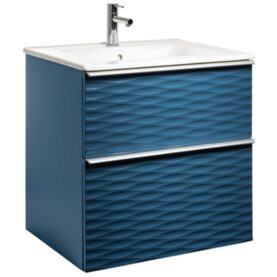 MÖBELPAKET ISELLA AQUA WAVE 60 PETROLEUMBLÅ MATT, HANDTAG ALUMINIUM, TVÄTTSTÄLL PORSLIN ALTERNA