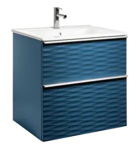 MÖBELPAKET ISELLA AQUA WAVE 60 PETROLEUMBLÅ MATT, HANDTAG ALUMINIUM, TVÄTTSTÄLL PORSLIN ALTERNA