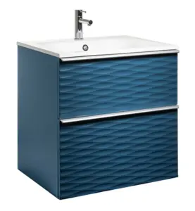 MÖBELPAKET ISELLA AQUA WAVE 60 PETROLEUMBLÅ MATT HANDTAG ALUMINIUM TVÄTTSTÄLL MINERALKOMPOSIT ALTERN