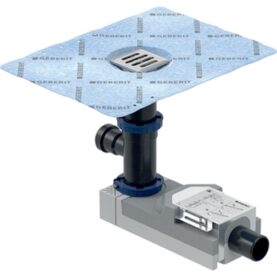 GOLVBRUNN 50 MM SIL 80X80 MM SIDOUTLOPP, X-INLOPP, MED VATTENLÅS, SIL, APEX-FOLIE CLEANLINE GEBERIT