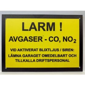 SKYLT "LARM AVGASER CO_NO2", A5 SAMON