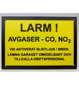 SKYLT "LARM AVGASER CO_NO2", A5 SAMON