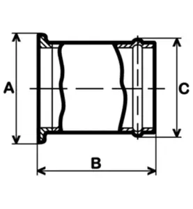 CLAMPHYLSA 1 1/2" INVÄNDIG R-GÄNGA 2" 316L PTFE
