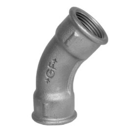 BÖJ 41 GALV ADUCERJÄRN 45° MED 2 MUFFAR SPRÅNG RP65 EN 10242/A2