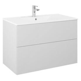 KOMMOD ISELLA 90 CM GRÅ MATT MED ARIELLA TVÄTTSTÄLL PORSLIN ALTERNA