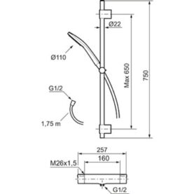 DUSCHPAKET LYNX 160 C/C MATTSVART 7,5L/MIN MORA