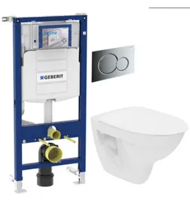WC PAKET SPIRA SIGMA 01 BLANKFÖRKROMAD SPOLKNAPP