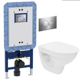 WC PAKET SIGMA TEK SPIRA SIGMA 20 BLANK FÖRKROMAD SPOLKNAPP