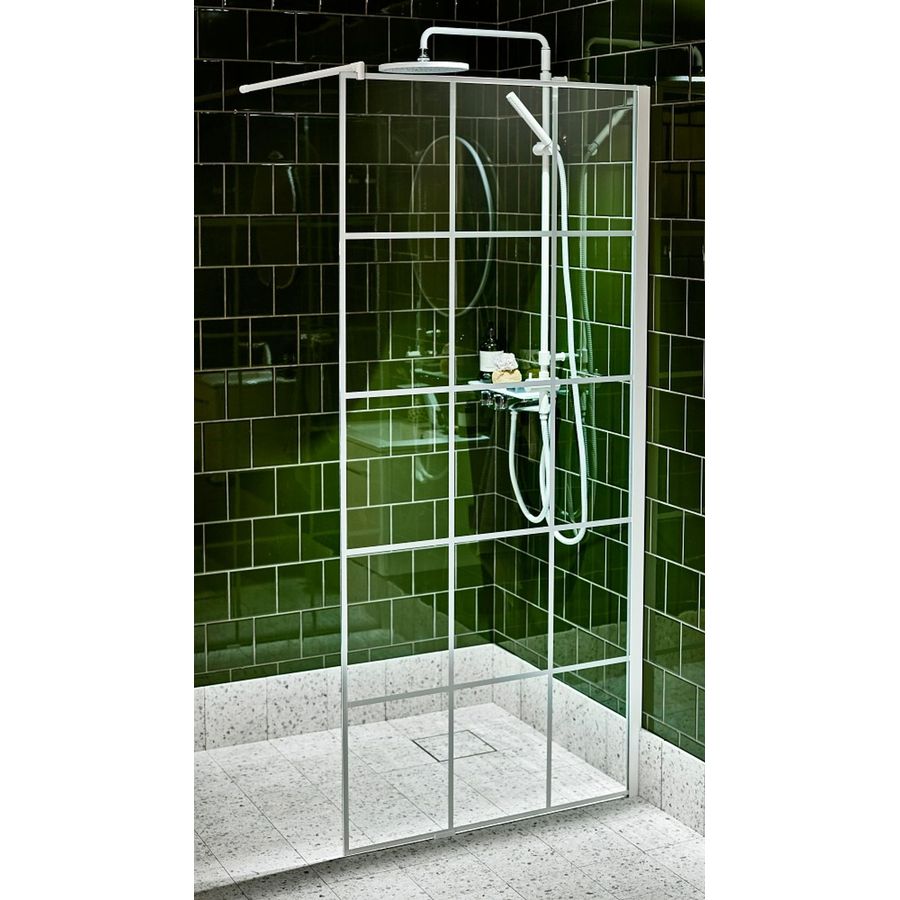 SKÄRMVÄGG LUSSO CHESS VIT 80 KLARGLAS MED RUTMÖNSTER ALTERNA