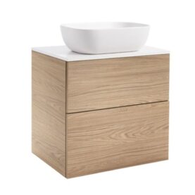 KOMMOD ISELLA 60 EK MED VIT BÄNKSKIVA OCH REKTANGULÄRT VITT MATT TVÄTTSTÄLL 46X33 CM