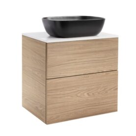 KOMMOD ISELLA 60 EK MED VIT BÄNKSKIVA OCH REKTANGULÄRT SVART MATT TVÄTTSTÄLL 46X33 CM