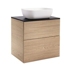 KOMMOD ISELLA 60 EK MED SVART BÄNKSKIVA OCH REKTANGULÄRT VITT MATT TVÄTTSTÄLL 46X33 CM