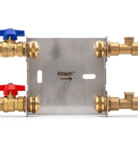 VATTENMÄTARKONSOL G15 FÖR 110 MM MÄTARE, INVÄNDIG GÄNGA, DUBBEL, RAKA VENTILER, BACKVENTILER ALTECH