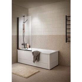 BADKARSVÄGG LUSSO BLACK 1,4M X 0,8 KLARGLAS SVART PROFIL ALTERNA