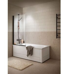 BADKARSVÄGG LUSSO BLACK 1,4M X 0,8 KLARGLAS SVART PROFIL ALTERNA