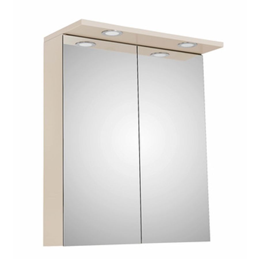 SPEGELSKÅP / BADRUMSSKÅP ARIELLA AQUA 60 CM LINNEBEIGE 2-LED BELYSNINGSRAMP ELUTTAG ALTERNA