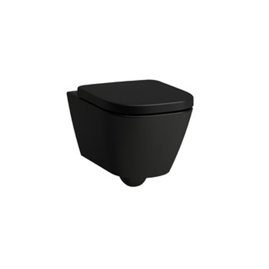 WC PAKET MED WC-SKÅL MEDA SVART MED MJUKSTÄNGANDE HÅRD SITS LAUFEN