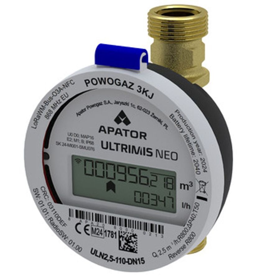 KALLVATTENMÄTARE APATOR Q3 10 L260MM DN25 MÄSSING LORA/WM-BUS